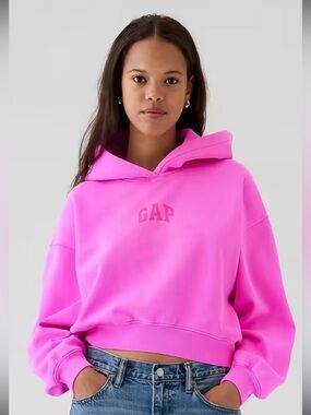 GAP Neon pink cropped hooded pullover